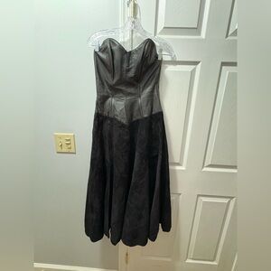 Pre-Owned Vintage Michael Hoban North beach leather/suede strapless midi dress